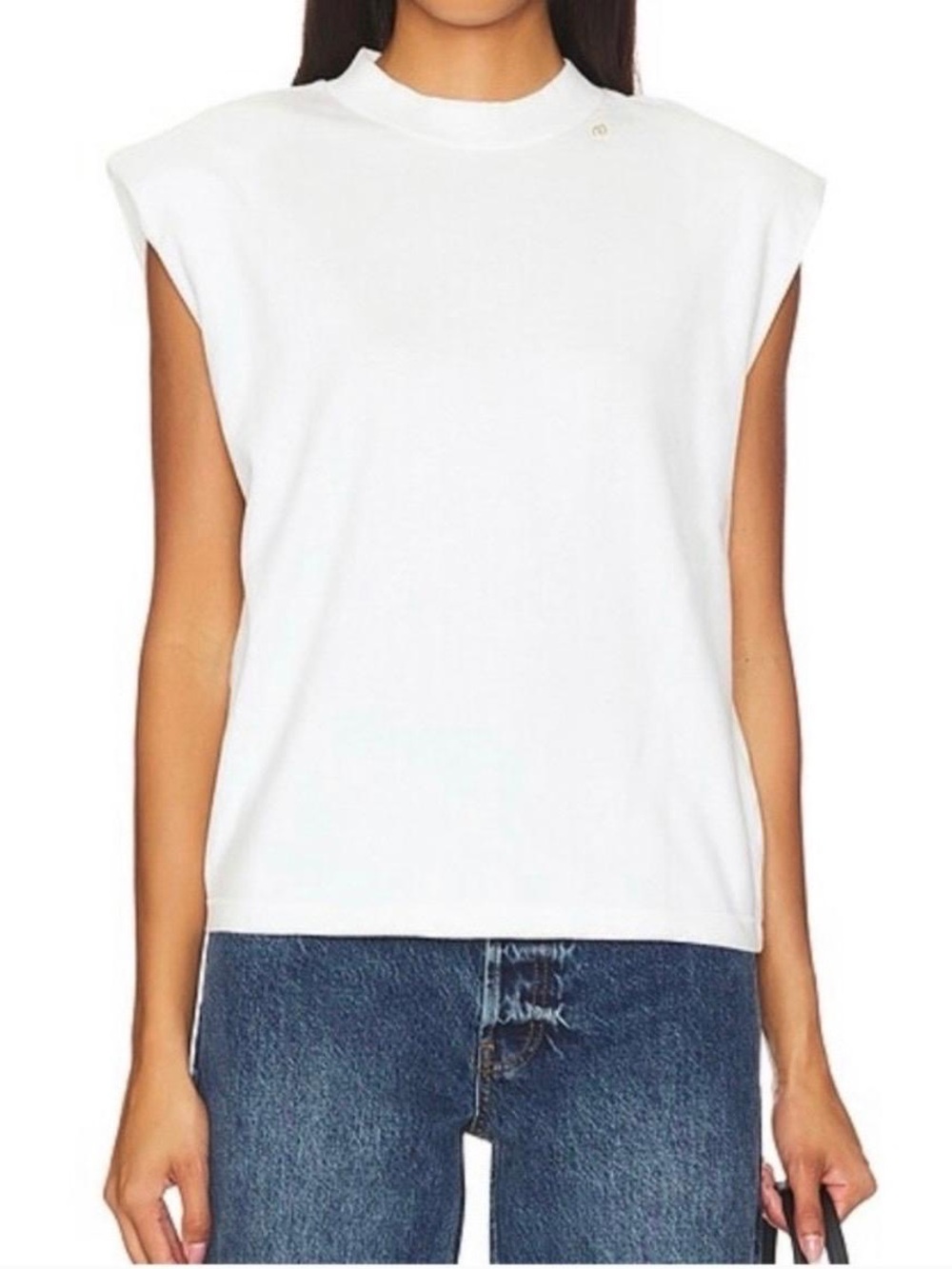 Anine Bing Auburn Tee In Ivory white size L